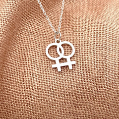 Choker Necklaces for Women Lesbian Symbol Pendant Stainless Steel Double Chain Necklace LGBT Fashion Jewelry 2022 New