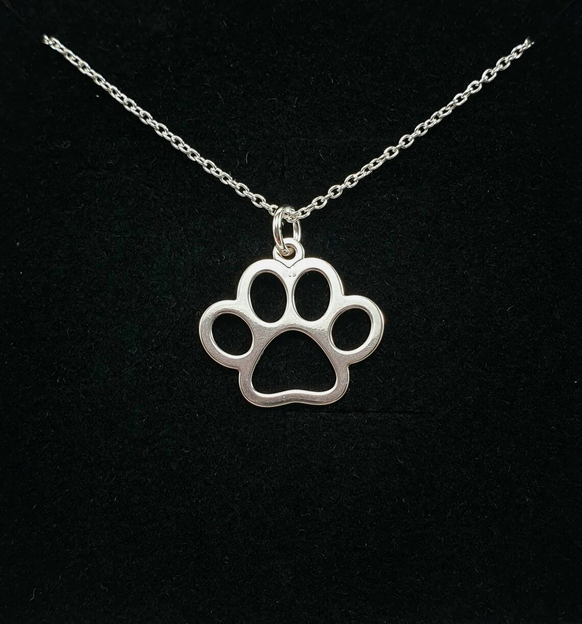 Tiny Paw Print Necklace Sterling Silver cat dog pendant gift Kids jewelry Cute Pet Lover rose gold yellow Teen Valentine Birthda