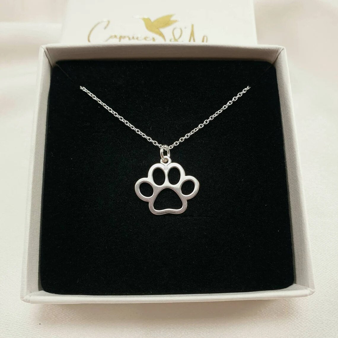 Tiny Paw Print Necklace Sterling Silver cat dog pendant gift Kids jewelry Cute Pet Lover rose gold yellow Teen Valentine Birthda