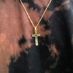 Stainless Steel Necklace For Women Lover's Gold And Rose Gold Color Chain Cross Necklace Small Cross Religious Jewelry