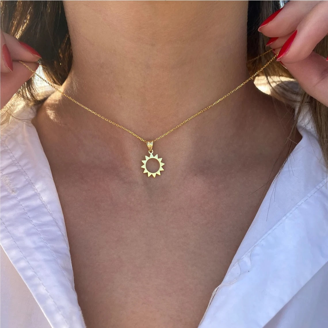 Stainless Steel Gold Sun Necklace For Women Dainty Sun Pendant Sunflower Elegance Sun Gift For Her Birthday  Christmas Gift