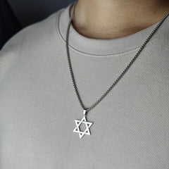 Star of David Necklace for Men Women Six-pointed Star Stainless Steel Pendant Necklaces Vintage Jewelry Religion Amulet