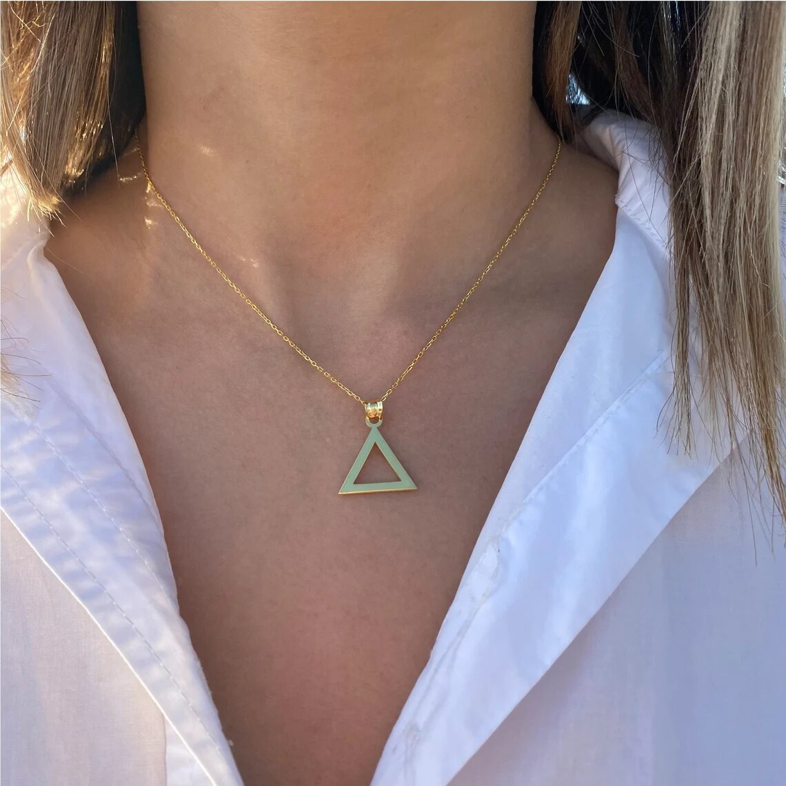 Stainless Steel Triangle Necklace For Women Dainty Triangle Aesthetic Elegance Geometry Jewelry Gift For Her Choker Pendant