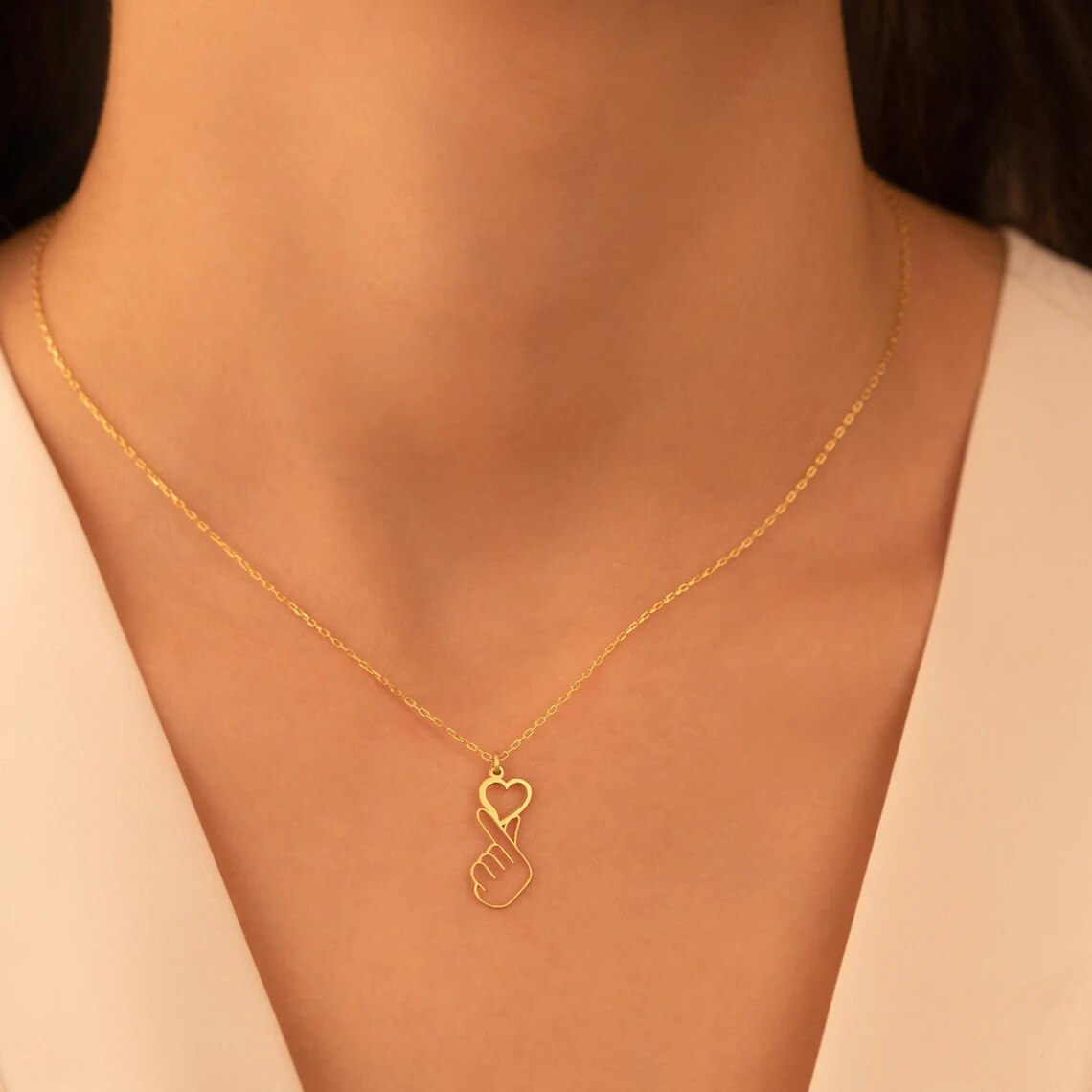 Stainless Steel Korean Love Necklace For Women  K-Pop  Human Heart Real Heart Necklace Gift for K-Pop Fans Gift for Her